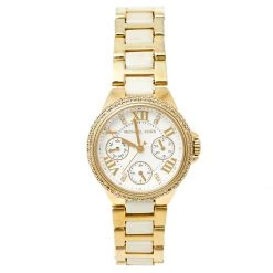 Michael Kors White Gold Tone Stainless Steel Camille MK5945 Women's Wristwatch 36 Mm For Women