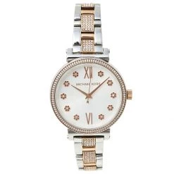 Michael Kors Silver Gold Plated Stainless Steel Sofie MK3880 Women's Wristwatch 36 MM For Women