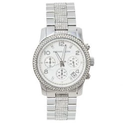 Michael Kors Silver Stainless Steel Runway Glitz MK5825 Women's Wristwatch 38 Mm For Women