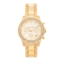Michael Kors Mother Of Pearl Gold Tone Stainless Steel & Horn Acetate Madison MK5417 Women's Wristwatch 42 Mm For Women