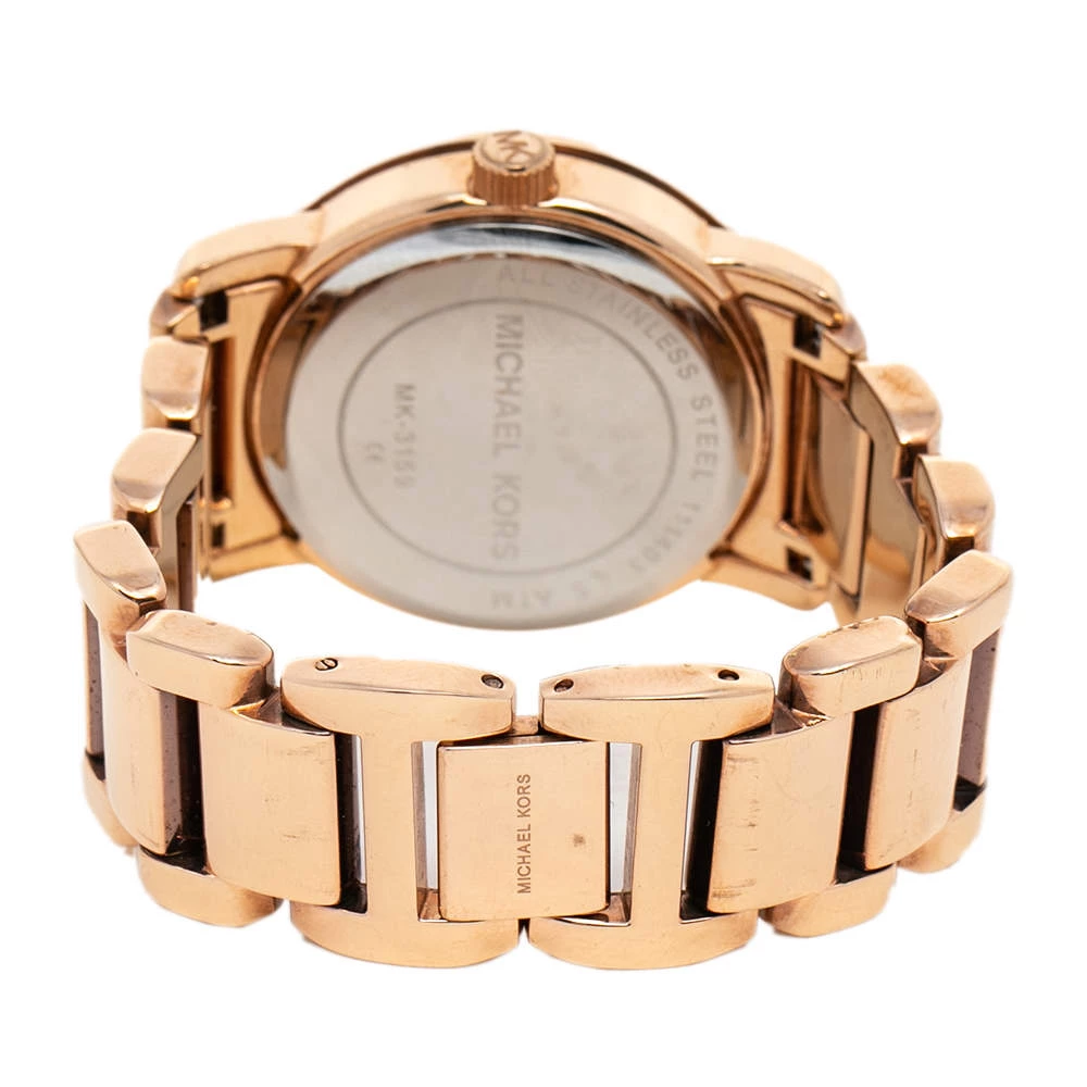 Michael Kors Rose Gold Tone Stainless Steel Runway MK3159 Women's Wristwatch 34 Mm For Women - Image 5