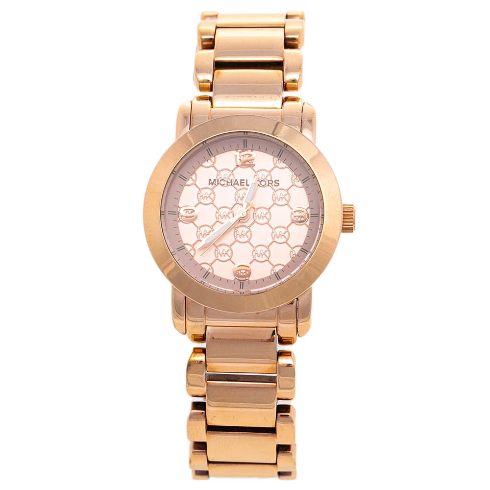Michael Kors Rose Gold Tone Stainless Steel Runway MK3159 Women's Wristwatch 34 Mm For Women