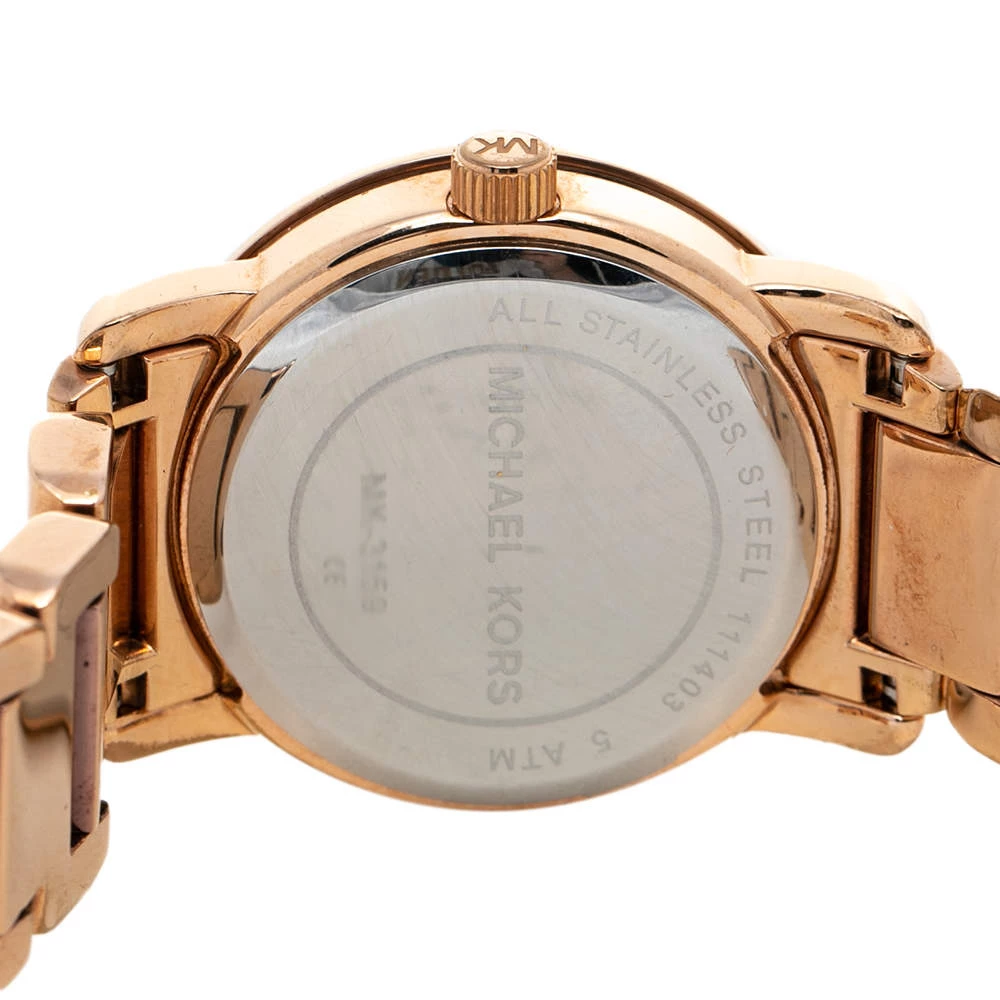 Michael Kors Rose Gold Tone Stainless Steel Runway MK3159 Women's Wristwatch 34 Mm For Women - Image 4