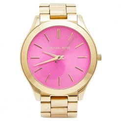 Michael Kors Pink Gold Plated Stainless Steel Slim Runway MK3264 Women's Wristwatch 42 Mm For Women