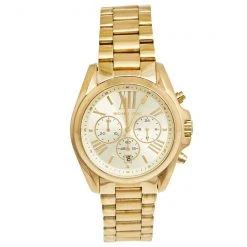 Michael Kors Champagne Gold Plated Stainless Steel Bradshaw MK-5605 Women's Wristwatch 40 Mm For Women