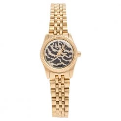Michael Kors Zebra Gold Plated Stainless Petite Lexington MK-3300 Women's Wristwatch 26 Mm For Women