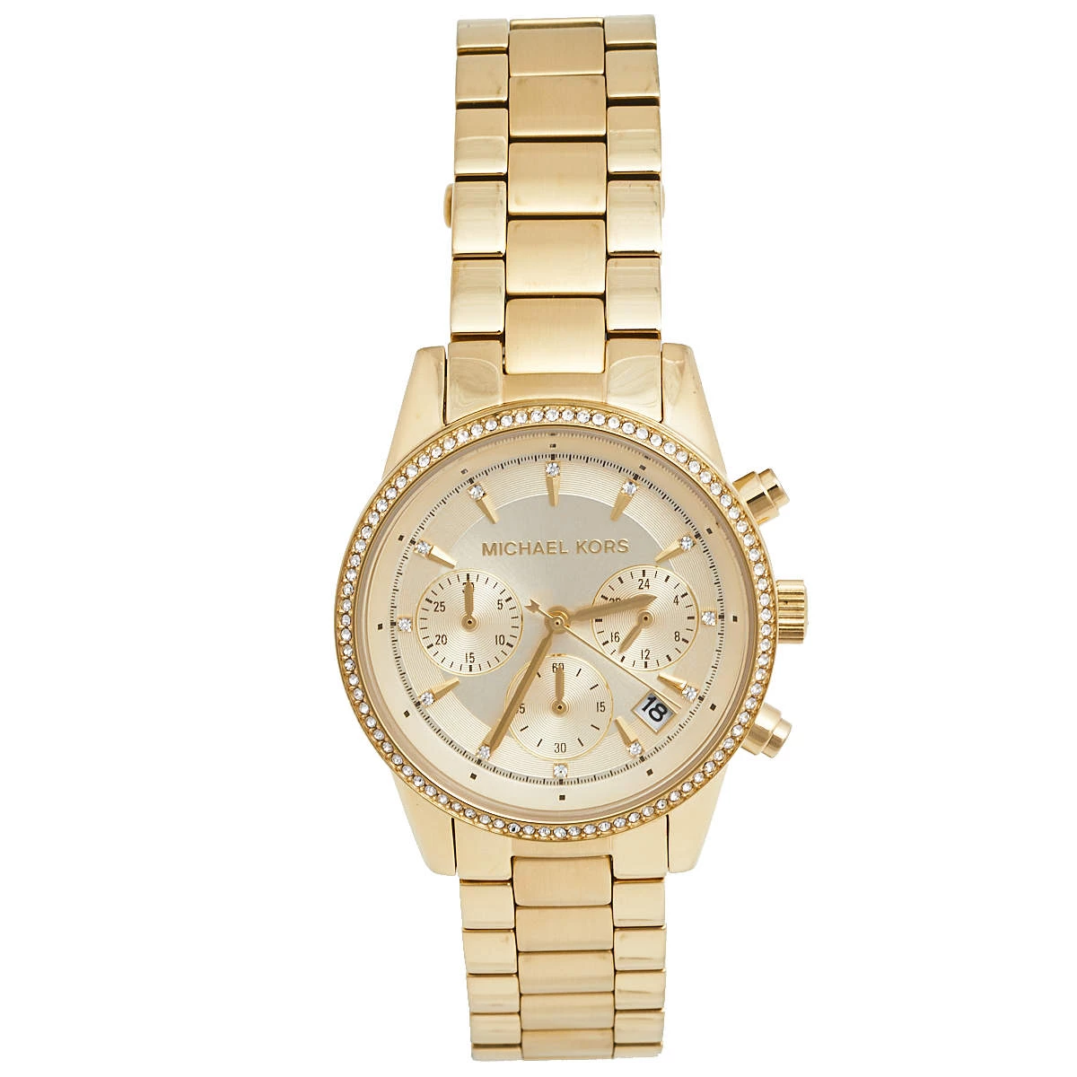 Michael Kors Champagne Gold Plated Stainless Steel Ritz MK6356 Women's Wristwatch 37 Mm For Women
