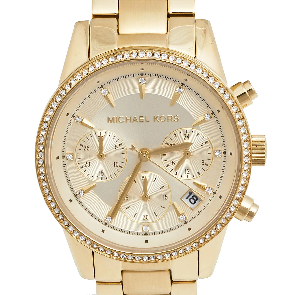 Michael Kors Champagne Gold Plated Stainless Steel Ritz MK6356 Women's Wristwatch 37 Mm For Women - Image 3