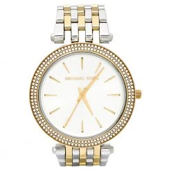 Michael Kors Silver Two Tone Stainless Steel Darci MK-3215 Women's Wristwatch 39 Mm For Women