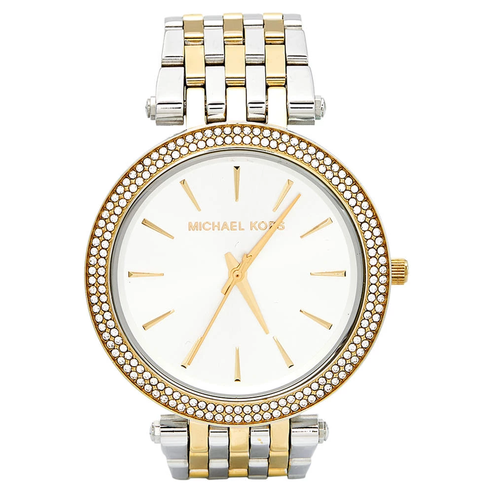 Michael Kors Silver Two Tone Stainless Steel Darci MK-3215 Women's Wristwatch 39 Mm For Women