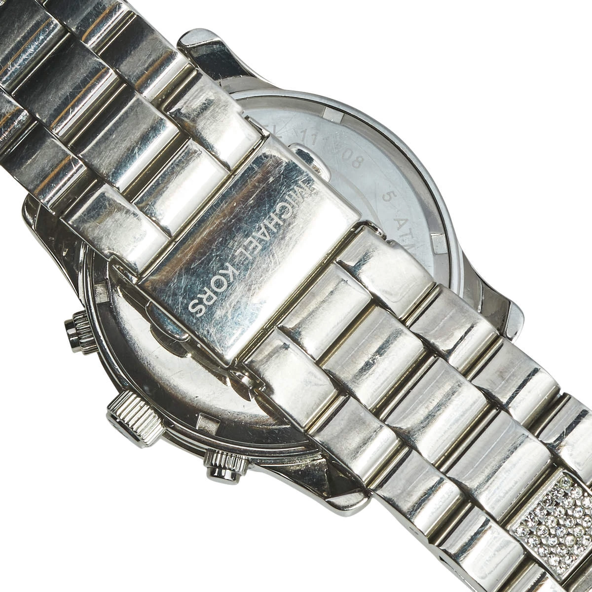 Michael Kors White Stainless Steel Runway Glitz MK-5825 Women's Wristwatch 38 Mm For Women - Image 8