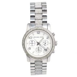 Michael Kors White Stainless Steel Runway Glitz MK-5825 Women's Wristwatch 38 Mm For Women