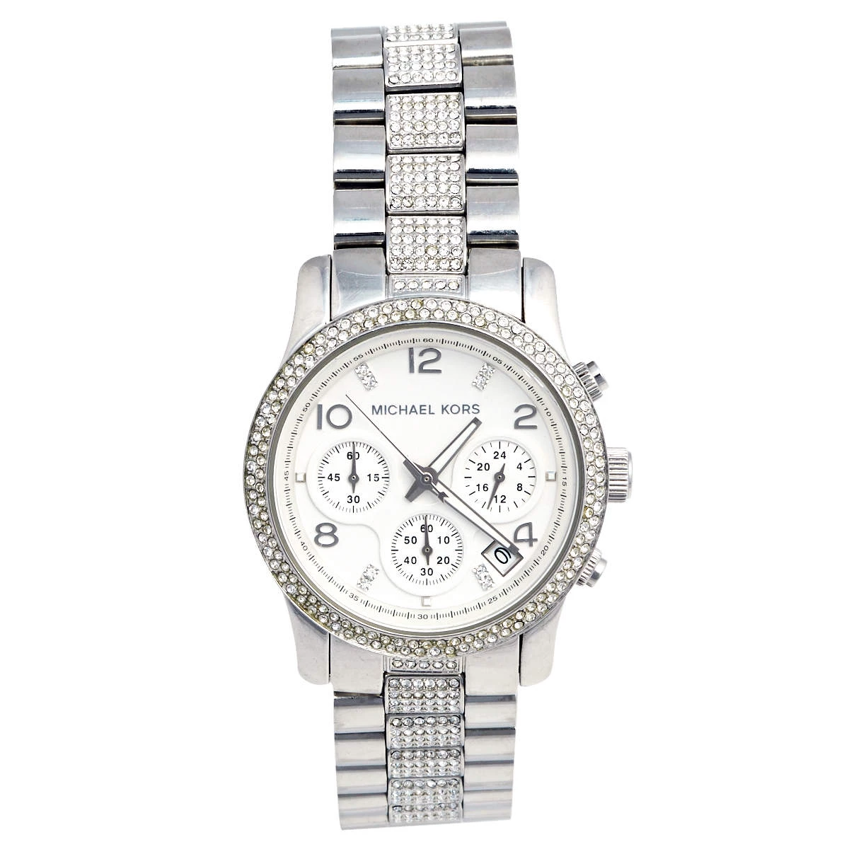 Michael Kors White Stainless Steel Runway Glitz MK-5825 Women's Wristwatch 38 Mm For Women