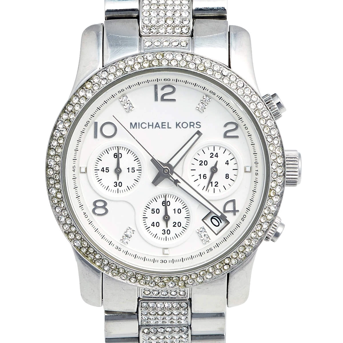 Michael Kors White Stainless Steel Runway Glitz MK-5825 Women's Wristwatch 38 Mm For Women - Image 3