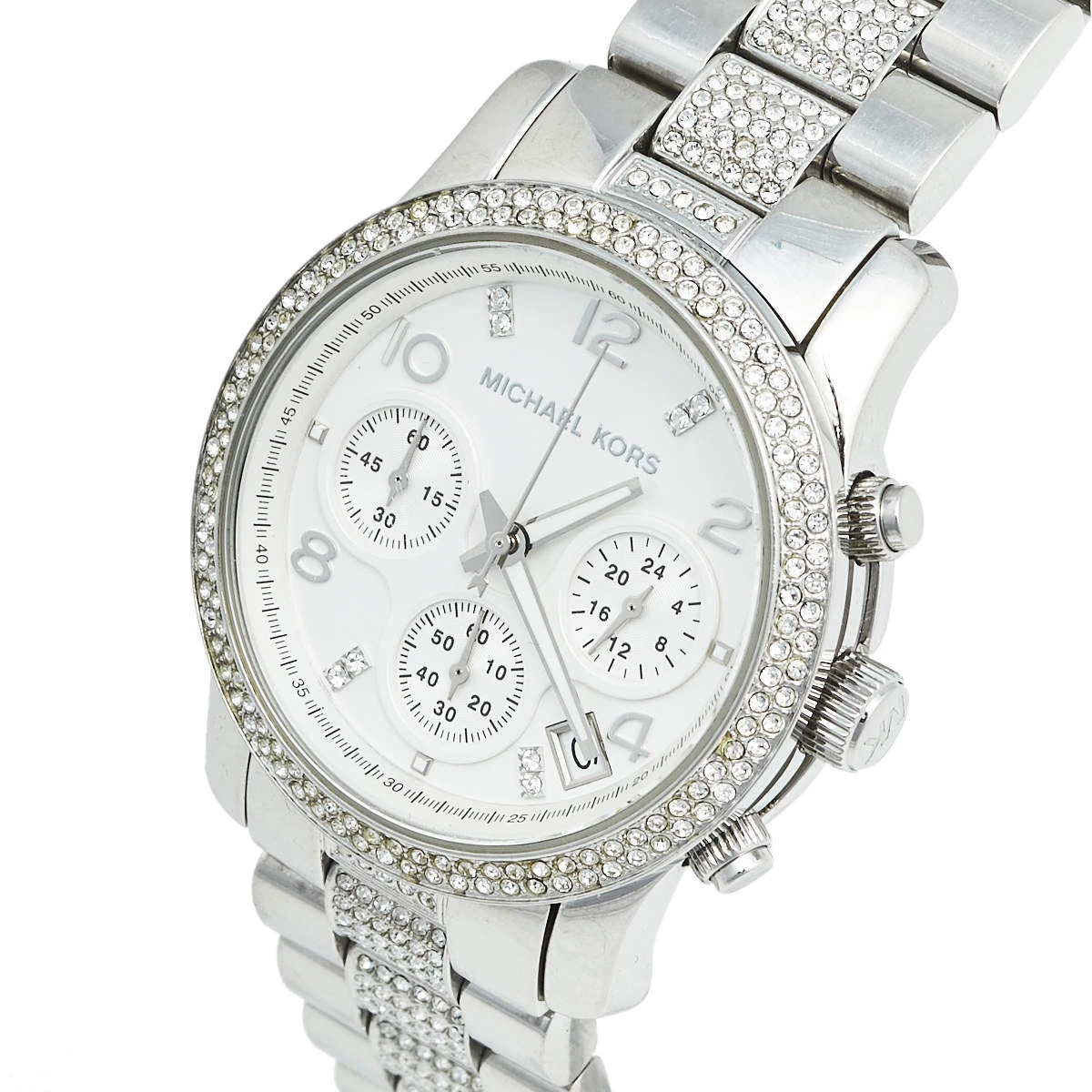 Michael Kors White Stainless Steel Runway Glitz MK-5825 Women's Wristwatch 38 Mm For Women - Image 2