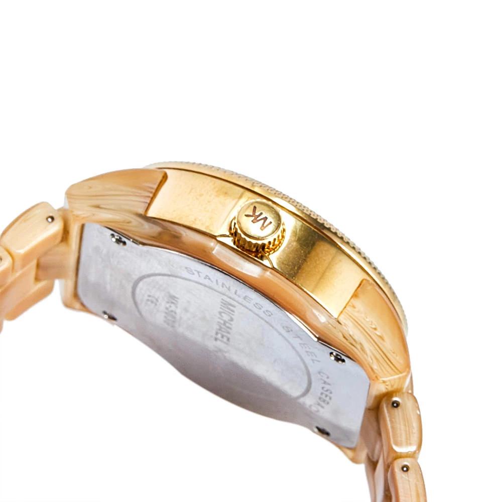 Michael Kors Mother Of Pearl Gold Plated Stainless Steel Horn Resin Jet Set MK-5039 Women's Wristwatch 37 Mm For Women - Image 6