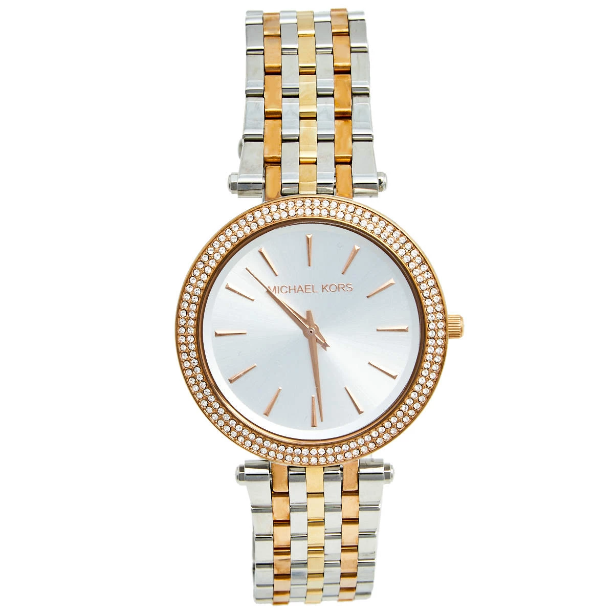 Michael Kors Silver Three Tone Stainless Steel Darci Pavé MK3203 Women's Wristwatch 39 Mm For Women