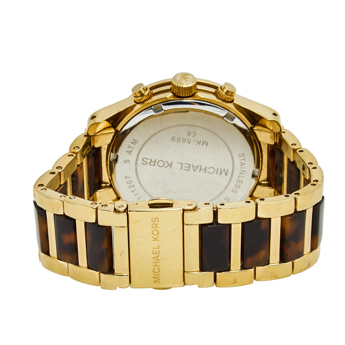 Michael Kors Champagne Yellow Gold Plated Stainless Steel Acetate Runway MK5659 Women's Wristwatch 38 Mm For Women - Image 6