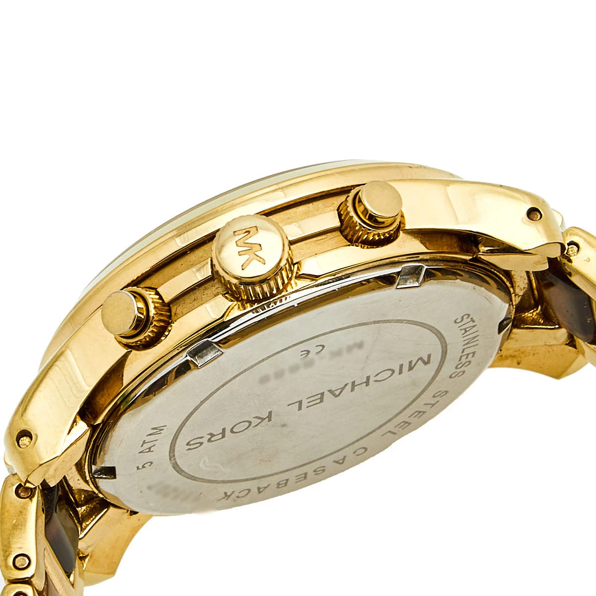 Michael Kors Champagne Yellow Gold Plated Stainless Steel Acetate Runway MK5659 Women's Wristwatch 38 Mm For Women - Image 7