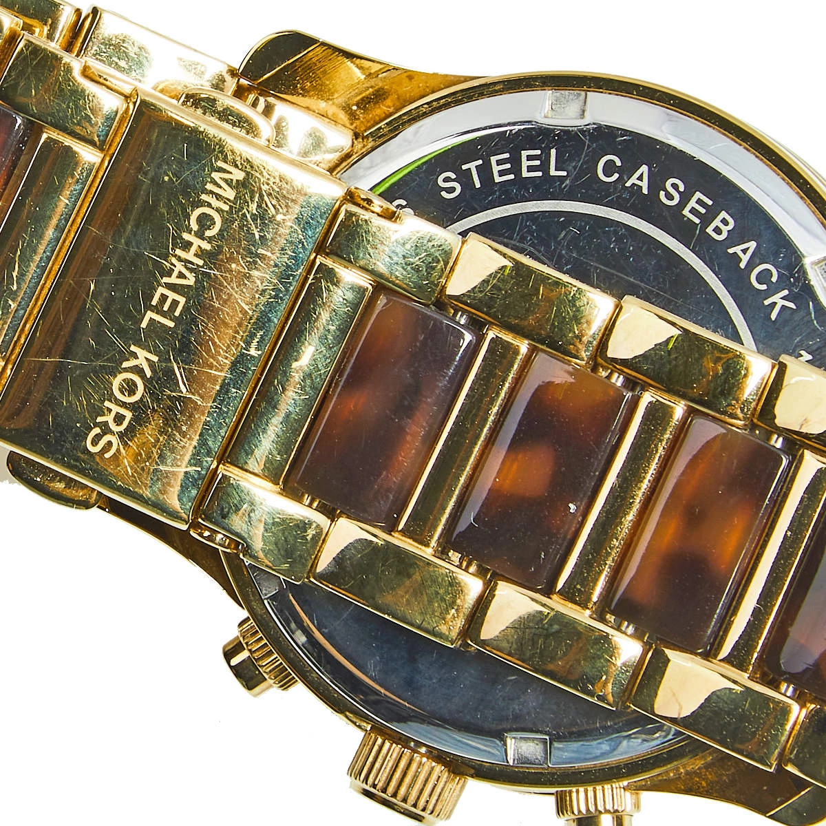 Michael Kors Champagne Yellow Gold Plated Stainless Steel Acetate Runway MK5659 Women's Wristwatch 38 Mm For Women - Image 5