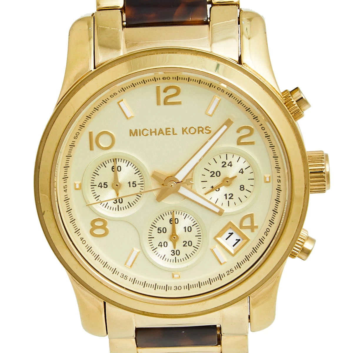 Michael Kors Champagne Yellow Gold Plated Stainless Steel Acetate Runway MK5659 Women's Wristwatch 38 Mm For Women - Image 3