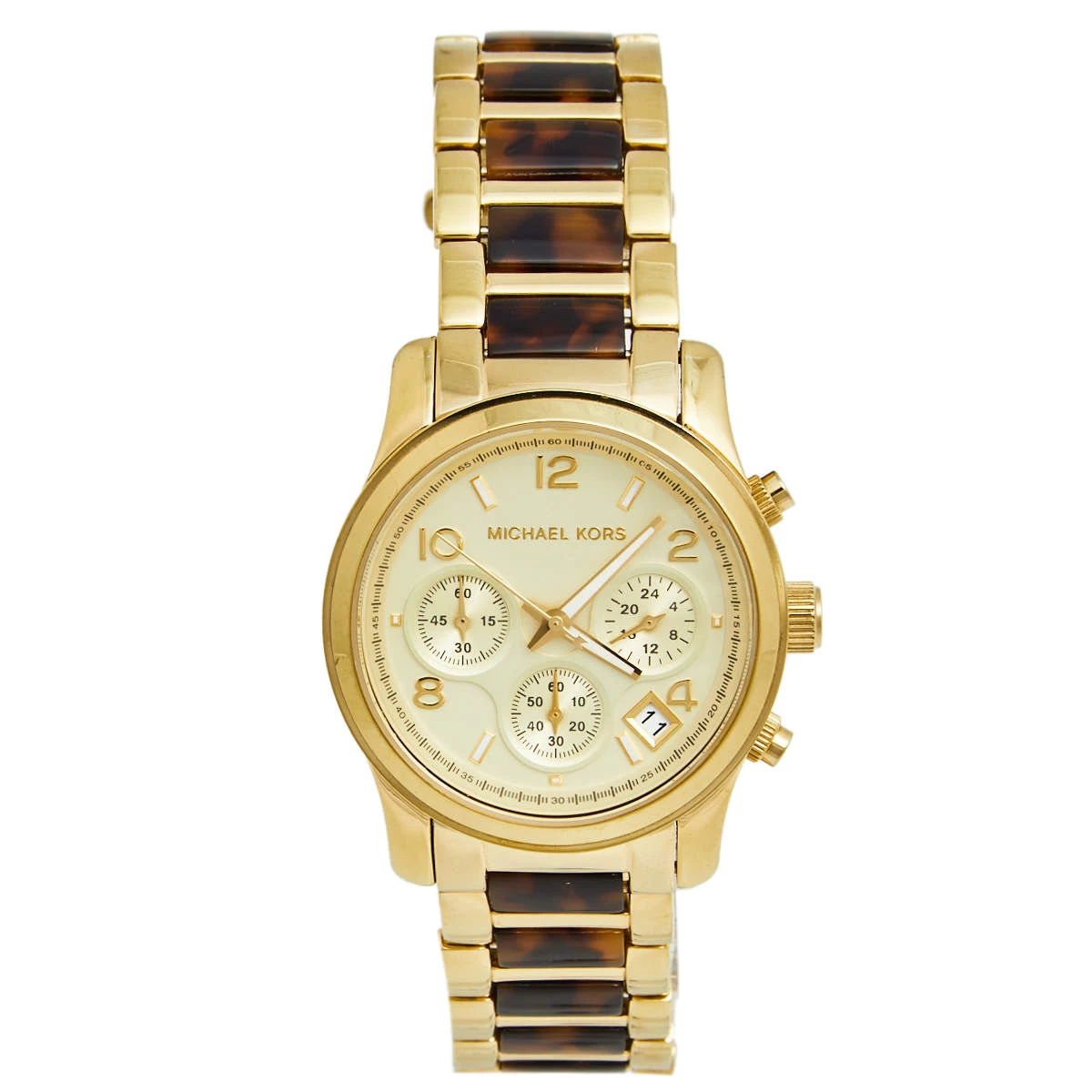 Michael Kors Champagne Yellow Gold Plated Stainless Steel Acetate Runway MK5659 Women's Wristwatch 38 Mm For Women