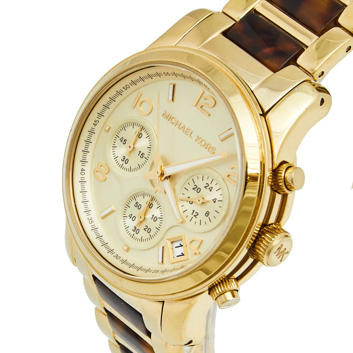 Michael Kors Champagne Yellow Gold Plated Stainless Steel Acetate Runway MK5659 Women's Wristwatch 38 Mm For Women - Image 2