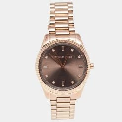 Michael Kors Brown Rose Gold Plated Stainless Steel Blake MK3227 Women's Wristwatch 42 Mm For Women