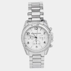 Michael Kors Silver Stainless Steel Crystal MK5165 Women's Wristwatch 39 Mm For Women