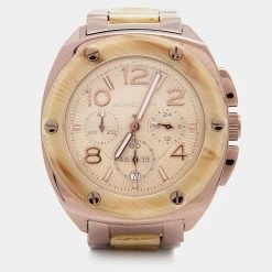 Michael Kors Expresso Acetate Bronze PVD Coated Stainless Steel Tribeca MK5594 Women's Wristwatch 43 Mm For Women