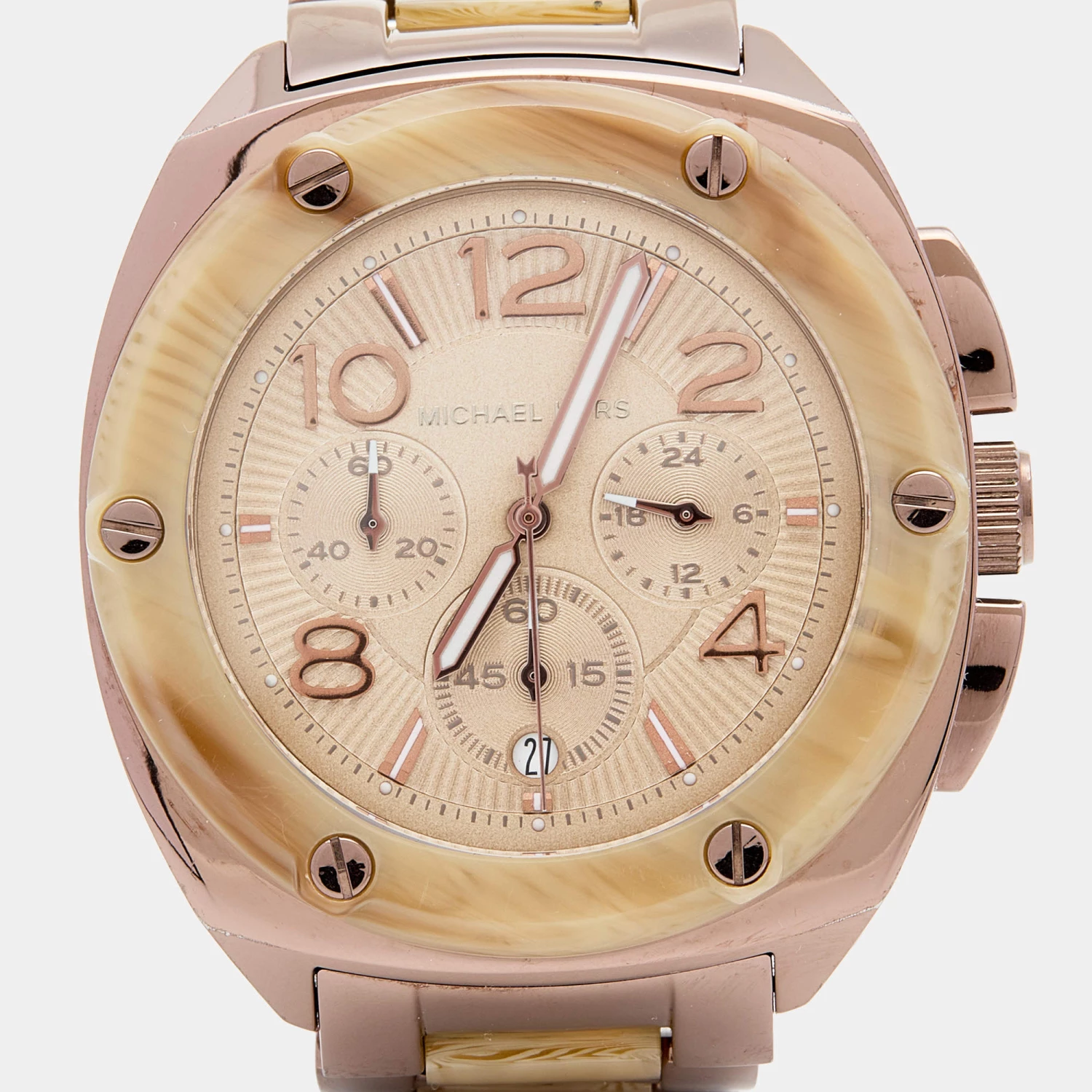 Michael Kors Expresso Acetate Bronze PVD Coated Stainless Steel Tribeca MK5594 Women's Wristwatch 43 Mm For Women - Image 3