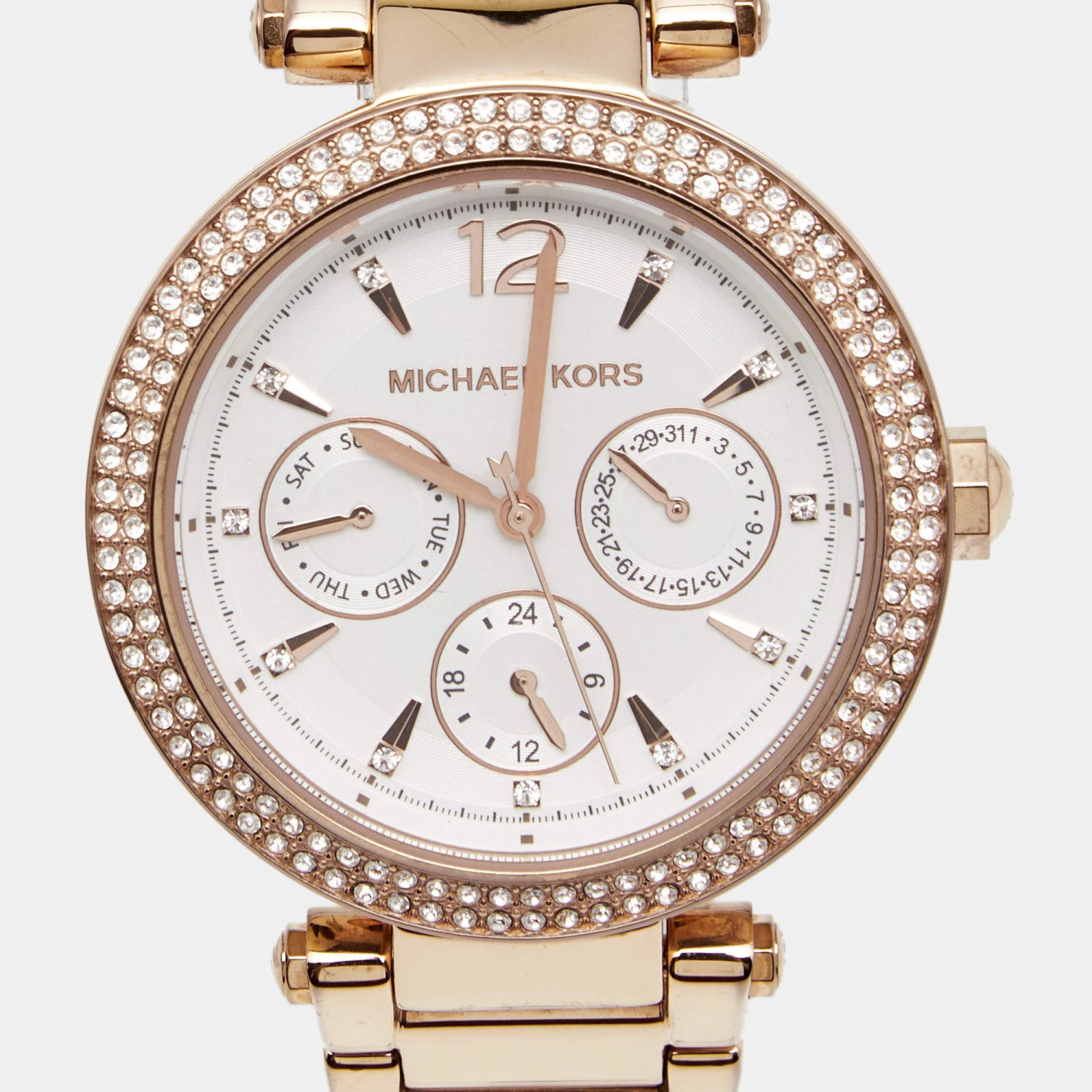 Michael Kors Silver Rose Gold Tone Stainless Steel Parker MK5781 Women's Wristwatch 38 Mm For Women - Image 3