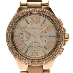 Michael Kors Cream Rose Gold-Plated Stainless Steel Crystal Camille MK5636 Women's Wristwatch 43MM For Women