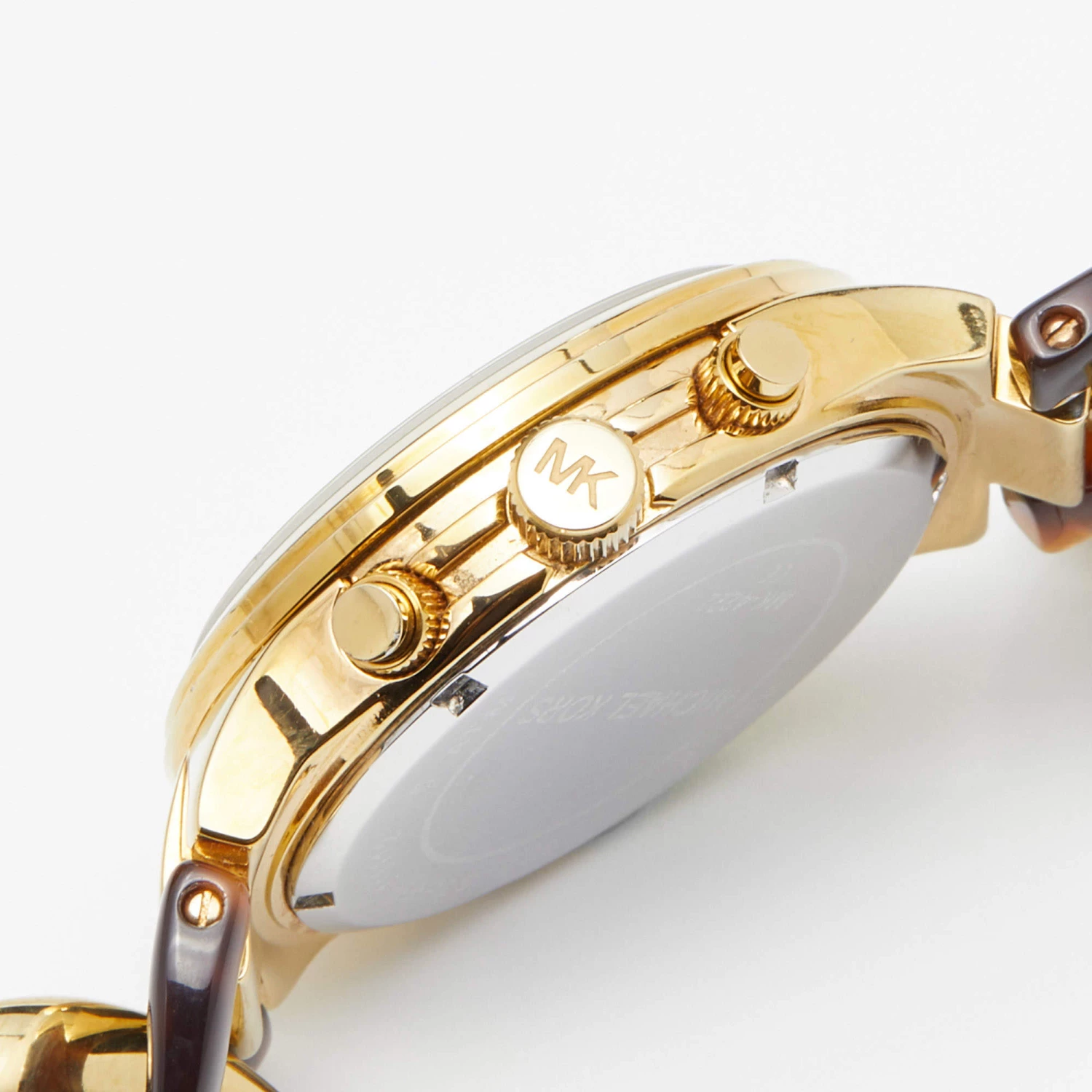 Michael Kors Yellow Gold Plated Stainless Steel Acrylic Chain Link MK4222 Women's Wristwatch 38 Mm For Women - Image 7