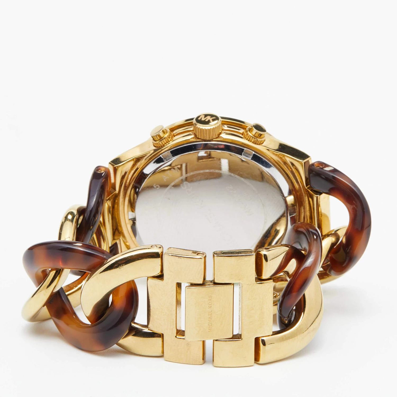 Michael Kors Yellow Gold Plated Stainless Steel Acrylic Chain Link MK4222 Women's Wristwatch 38 Mm For Women - Image 5