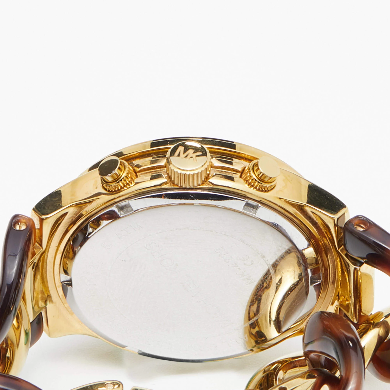 Michael Kors Yellow Gold Plated Stainless Steel Acrylic Chain Link MK4222 Women's Wristwatch 38 Mm For Women - Image 4