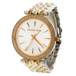 Michael Kors Silver Rose Gold Tone Stainless Steel Darci MK3203 Women's Wristwatch 39MM For Women