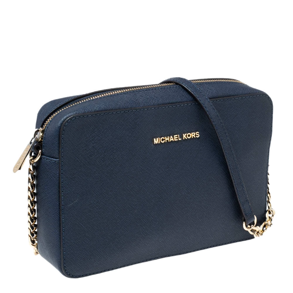 Michael Kors Blue Saffiano Leather Jet Set Camera Crossbody Bag For Women - Image 3