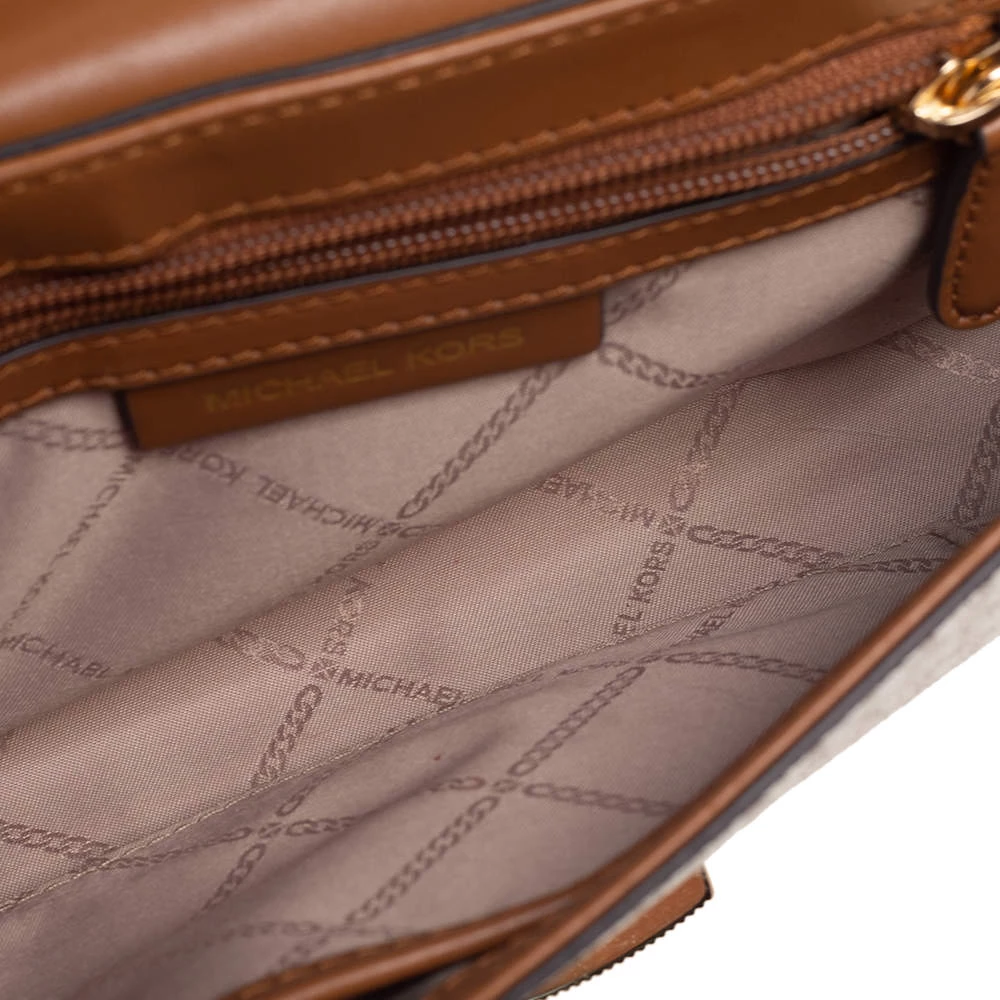 Michael Kors White/Brown Signature Canvas And Leather Bradshaw Logo Convertible Shoulder Bag For Women - Image 7