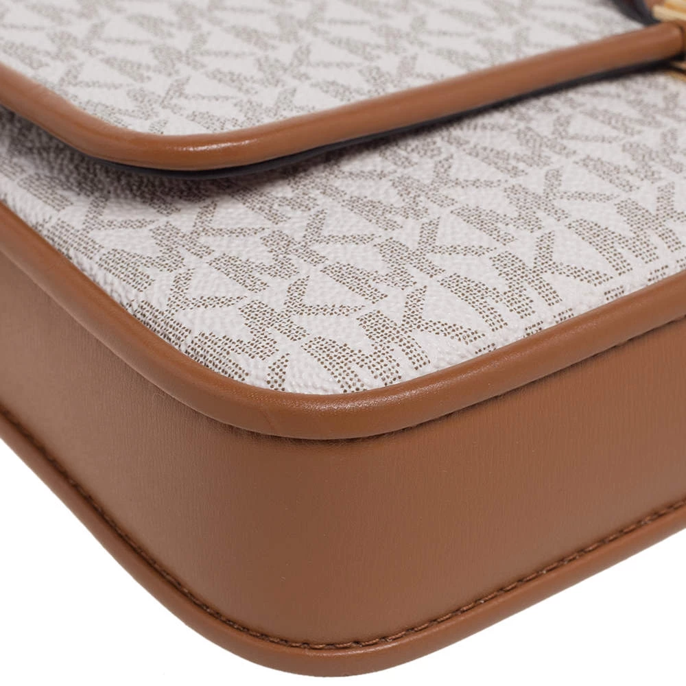 Michael Kors White/Brown Signature Canvas And Leather Bradshaw Logo Convertible Shoulder Bag For Women - Image 10