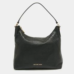 Michael Kors Black Grained Leather Aria Hobo For Women
