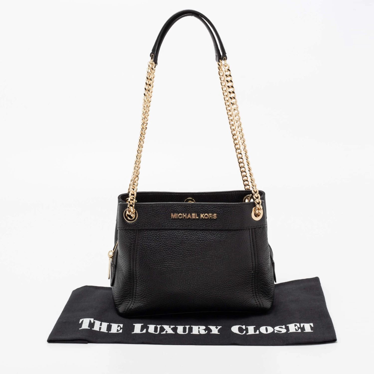 Michael Kors Black Leather Jet Set Chain Shoulder Bag For Women - Image 10