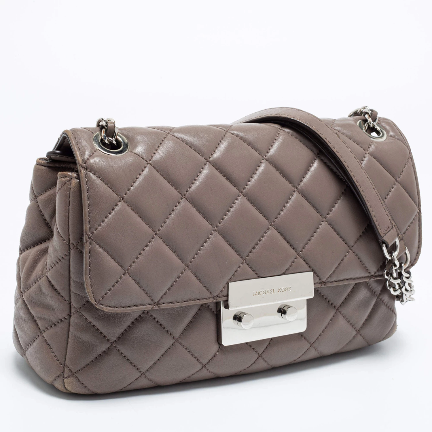 Michael Kors Dark Beige Quilted Leather Sloan Shoulder Bag For Women - Image 3