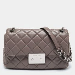 Michael Kors Dark Beige Quilted Leather Sloan Shoulder Bag For Women