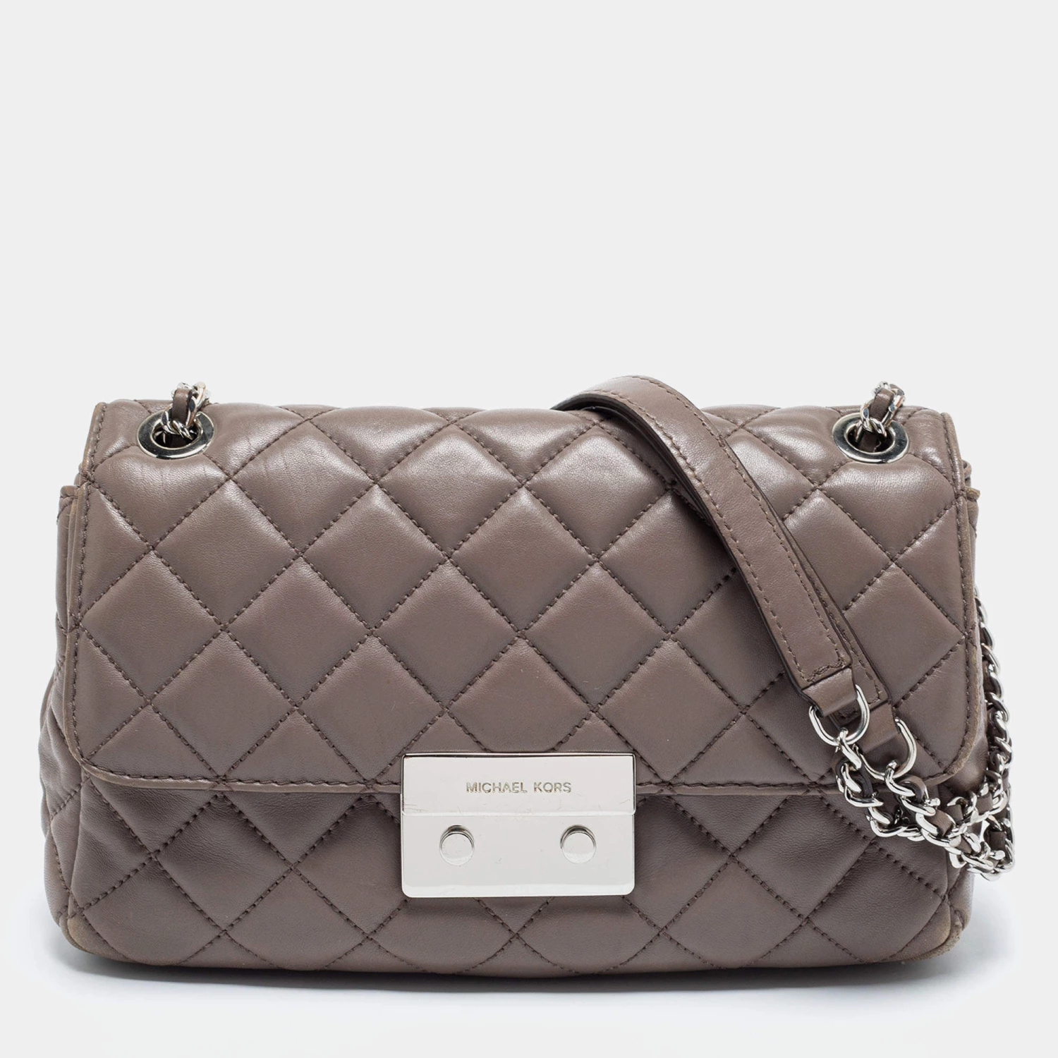 Michael Kors Dark Beige Quilted Leather Sloan Shoulder Bag For Women