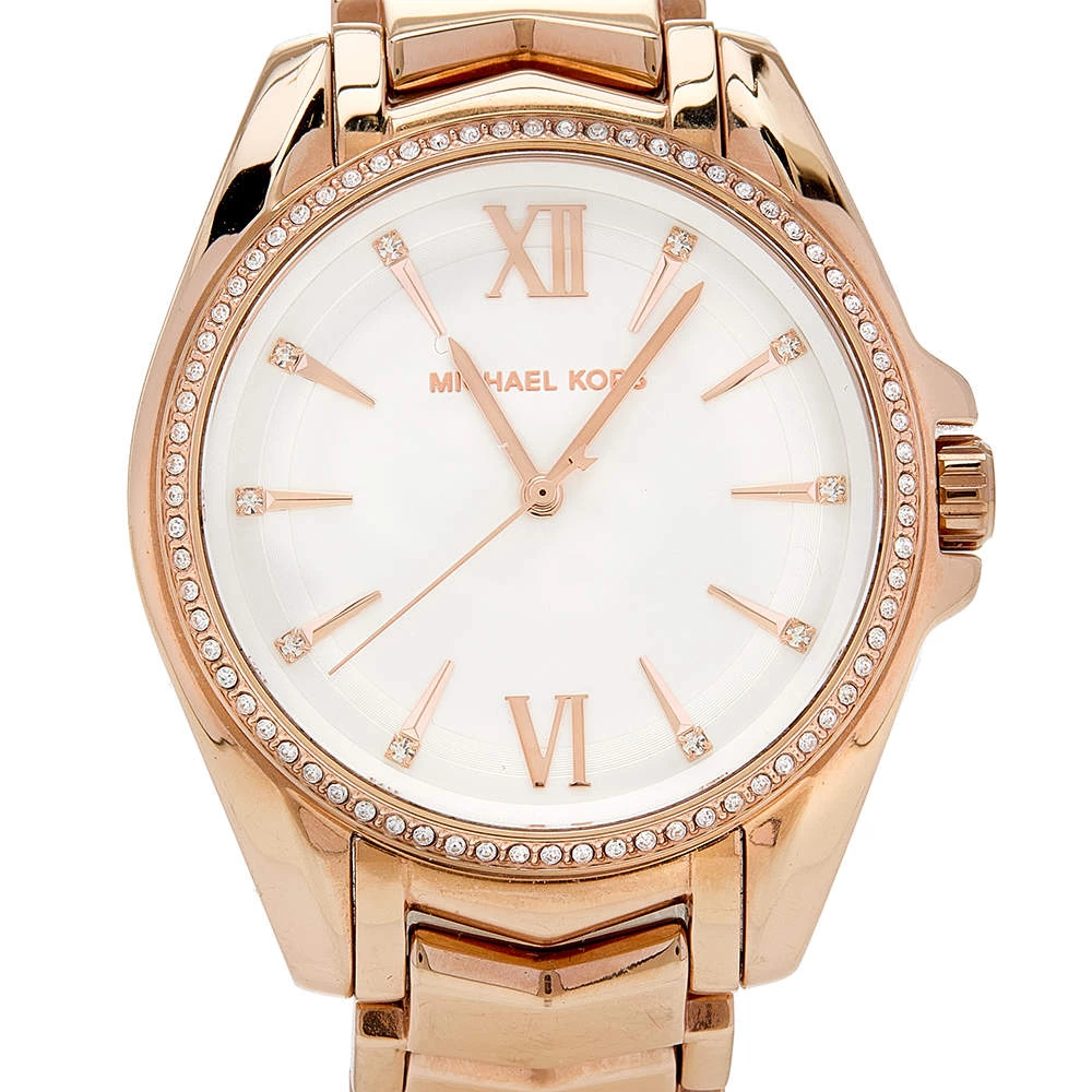 Michael Kors White Rose Gold Plated Stainless Steel Whitney MK6694 Women's Wristwatch 38 Mm For Women - Image 3